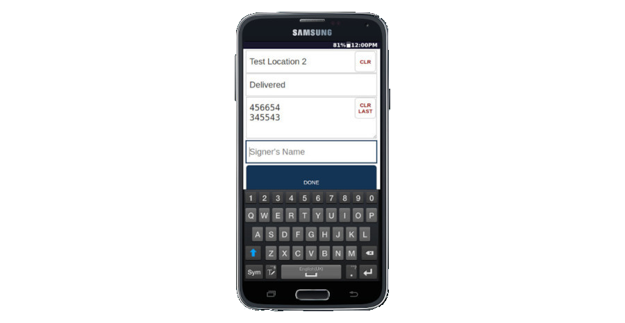 image of scanner app input screen
